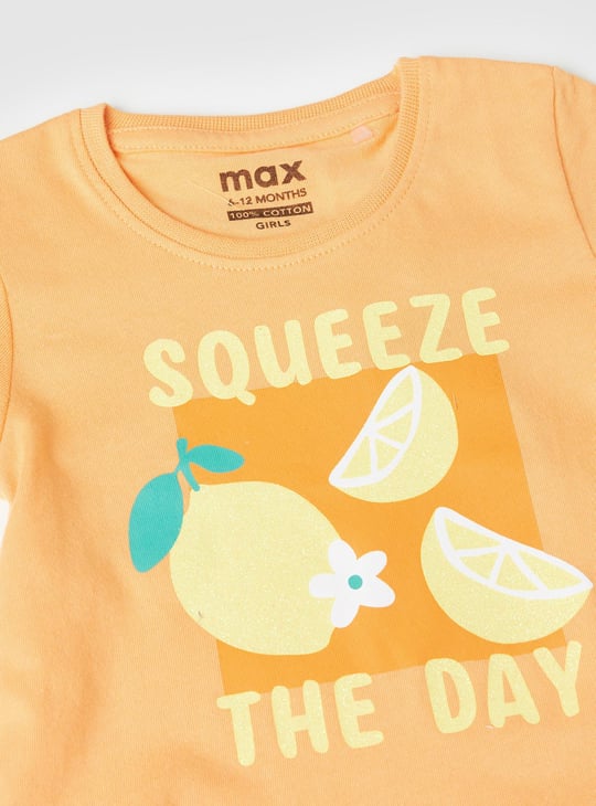 Girls Glitter Print T-shirt