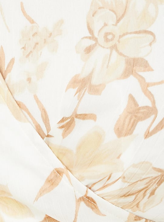 Women Floral Printed Ruffled Midi Dress