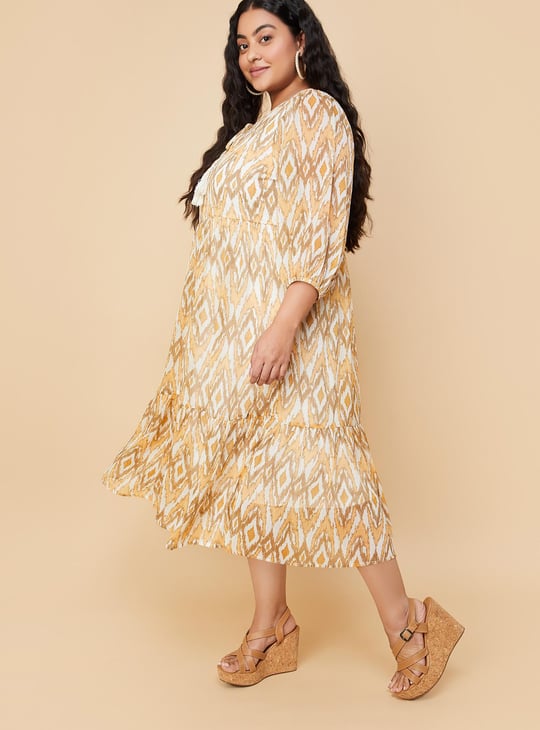 Women Abstract Printed Midi Dress