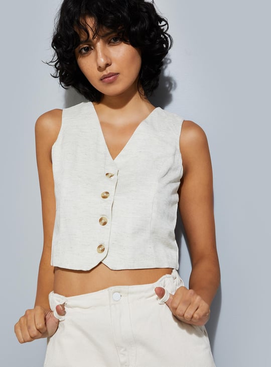 URB_N Women Solid Vest Top | Beige | Solid