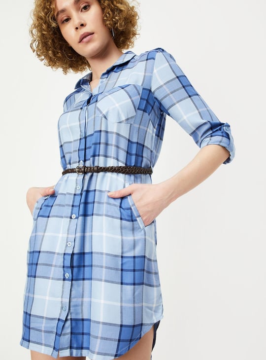 Women Checked Belted Tunic