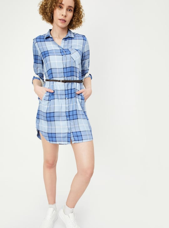 Women Checked Belted Tunic