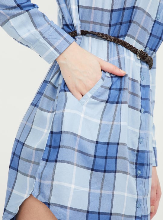 Women Checked Belted Tunic