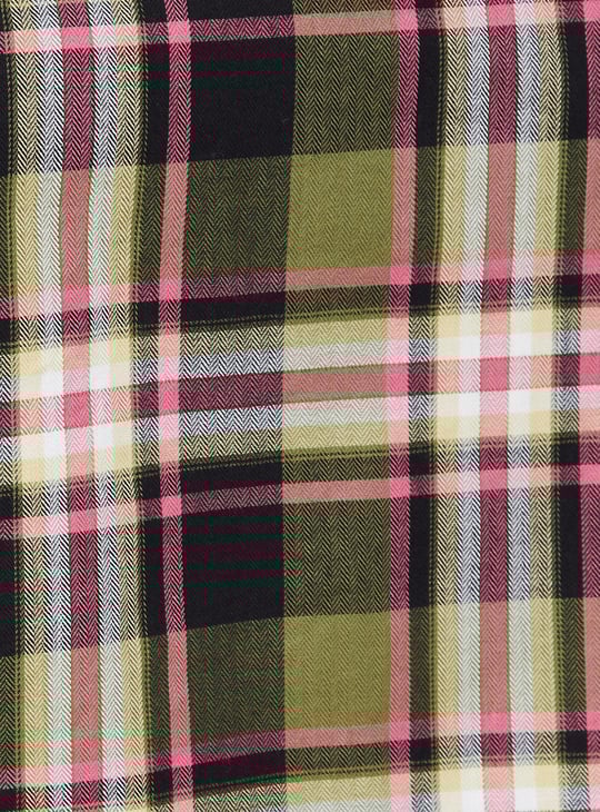 Women Checked Yarn Dyed Crop Shirt