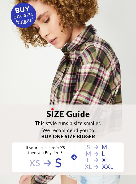 Women Checked Yarn Dyed Crop Shirt