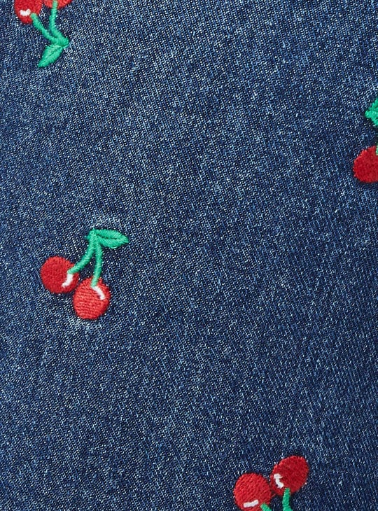 Women Mom Fit Embroidered Jeans