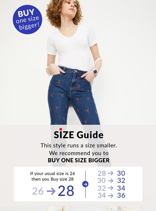 Women Mom Fit Embroidered Jeans