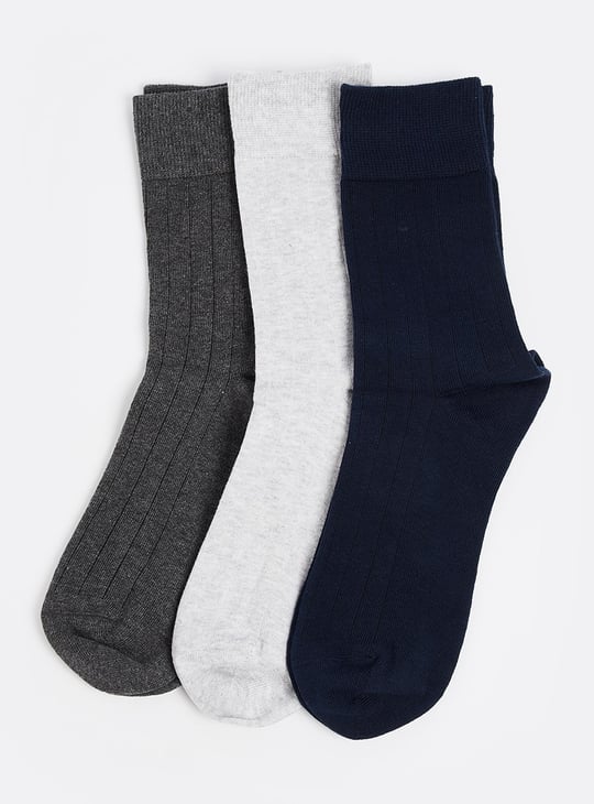 Men Solid Crew Length Socks - Pack of 3