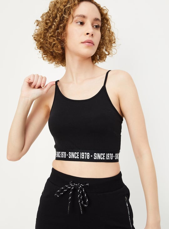 Women Garfield Print Layered Sports Crop T-shirt