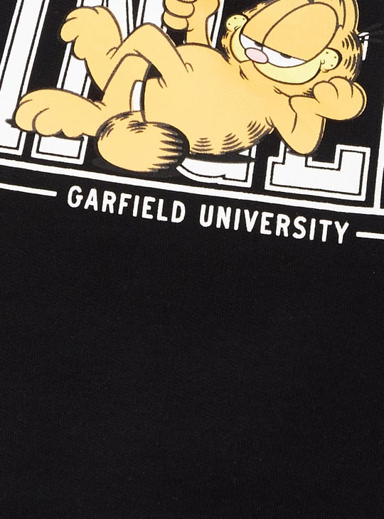 Women Garfield Print Layered Sports Crop T-shirt