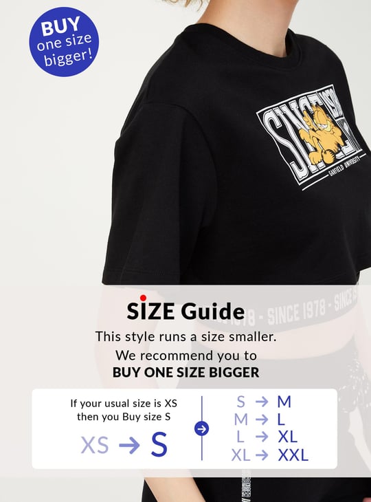Women Garfield Print Layered Sports Crop T-shirt