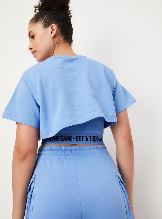 Women Garfield Print Layered Sports Crop T-shirt