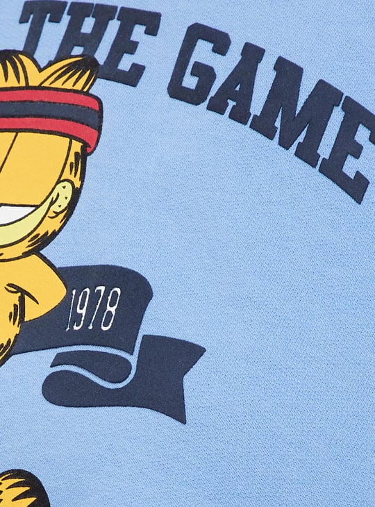 Women Garfield Print Layered Sports Crop T-shirt