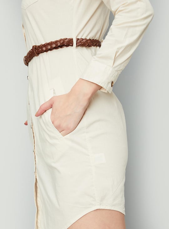 Women Solid Belted Tunic