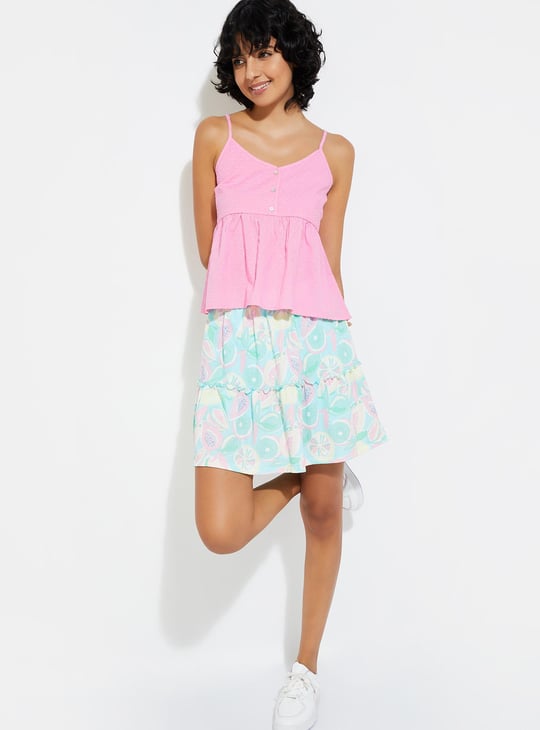 URB_N Women Strappy Peplum Top