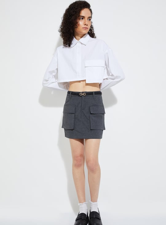 Buy URB_N Women Solid Utility Mini Skirt Online at just Rs