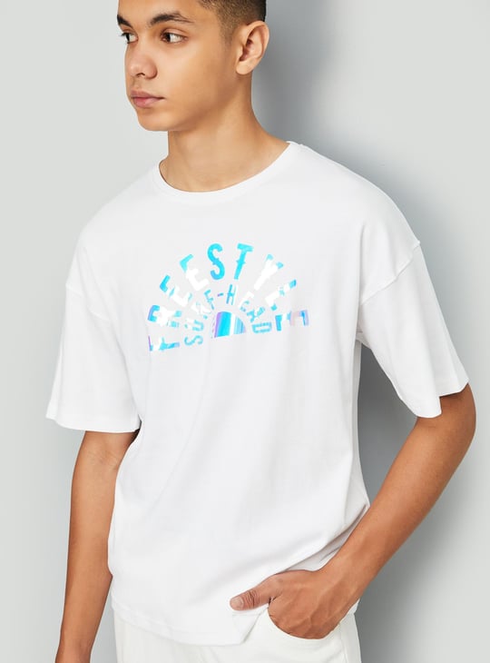 Boys Oversized Foil Printed T-shirt