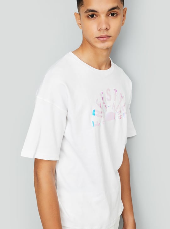Boys Oversized Foil Printed T-shirt