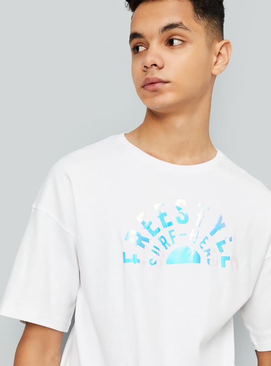 Boys Oversized Foil Printed T-shirt