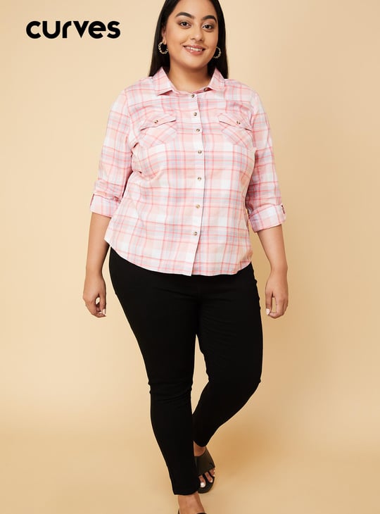 Women Tartan Checked Yarn Dyed Shirt