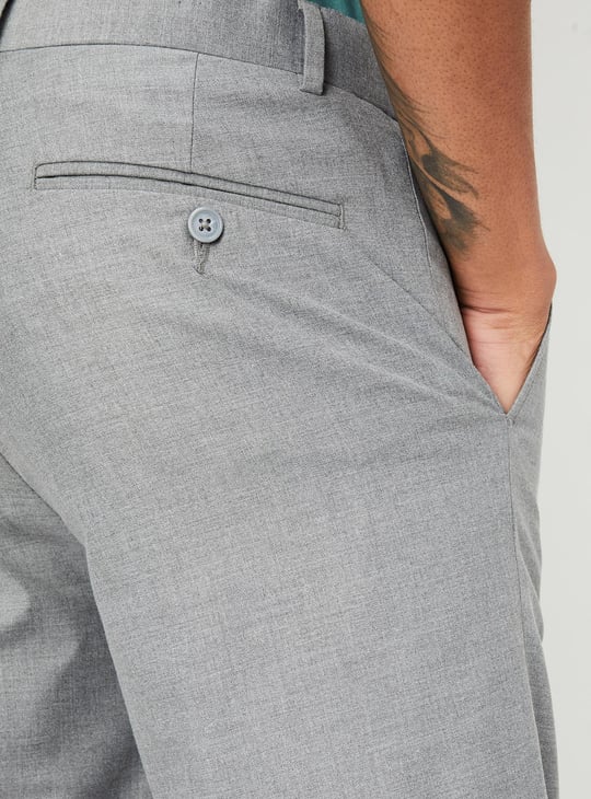 Men Slim Fit Solid Formal Trousers