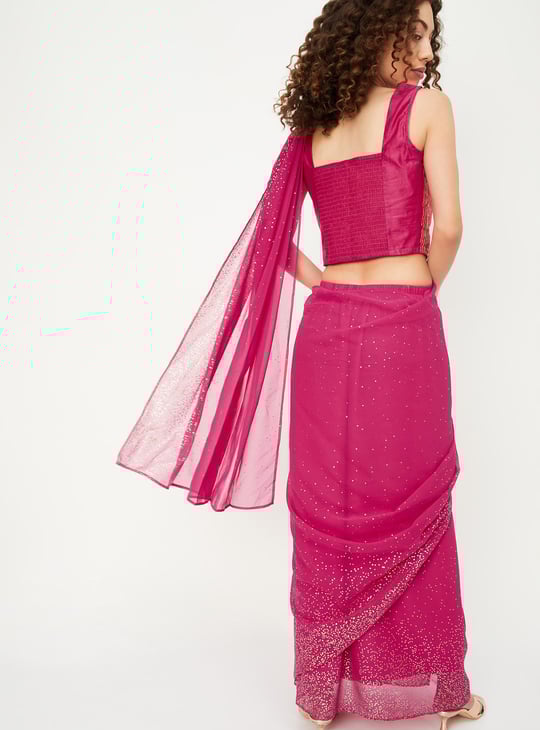 Women Sequinned Pre-Stitched Saree with Blouse