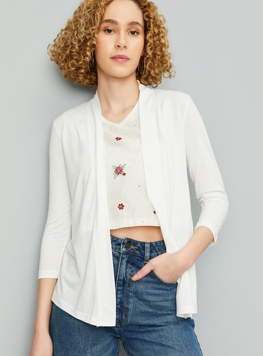 Women Solid Open-Front Shrug