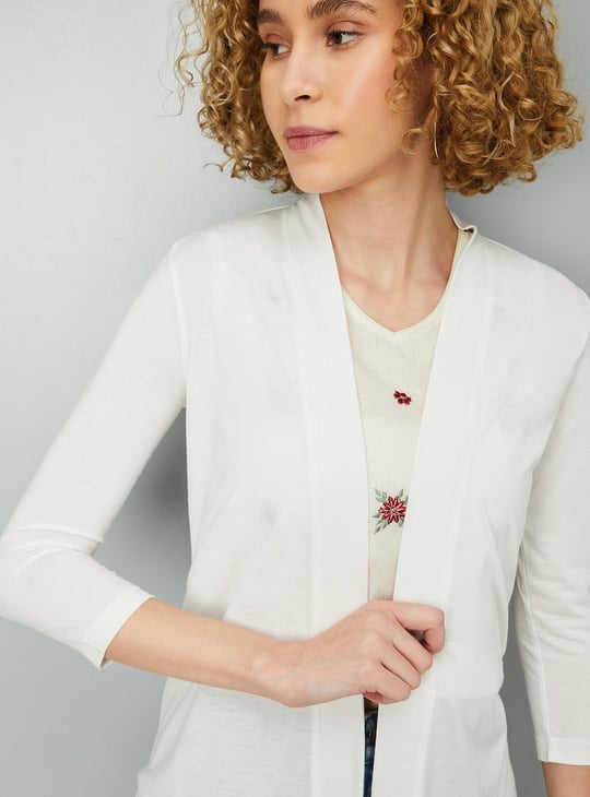 Women Solid Open-Front Shrug