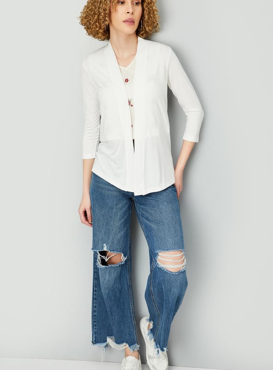 Women Solid Open-Front Shrug
