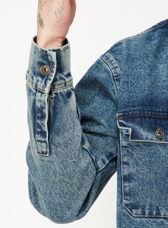 Men Washed Denim Shacket