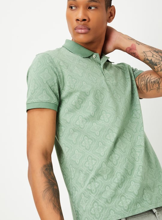 Mens printed polo best sale