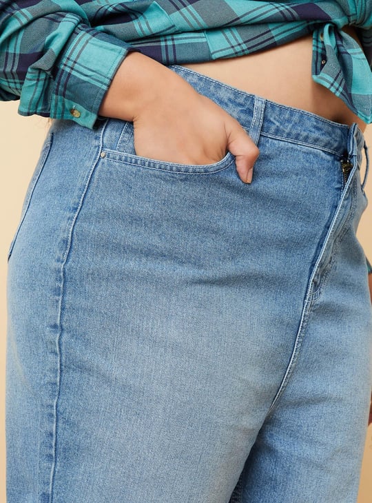 Women Mildly Distressed Mom Fit Jeans