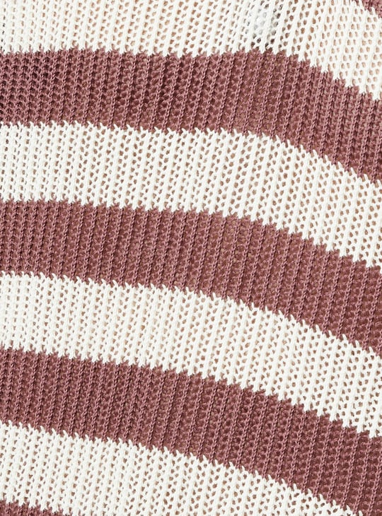 URB_N Men Striped Knit Oversized Polo T-shirt