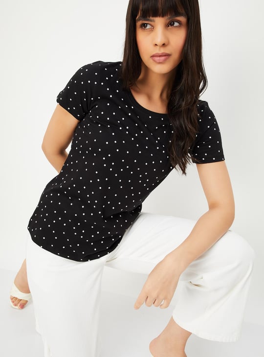 Women Polka Dot Print T-shirt