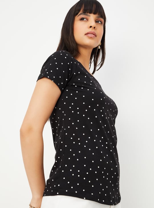 Women Polka Dot Print T-shirt