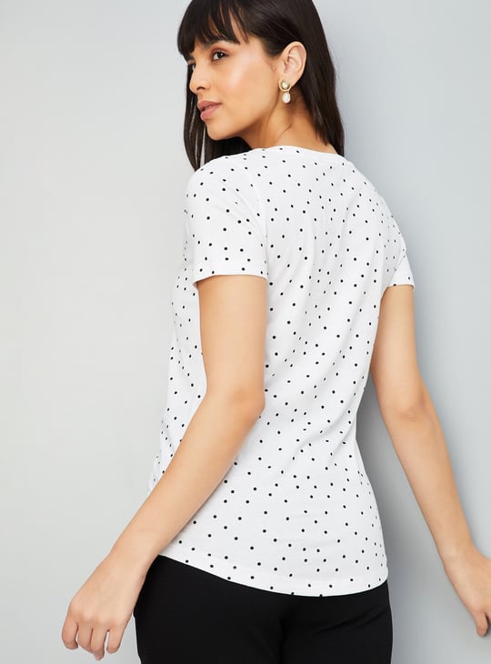 Women Polka Dot Print T-shirt
