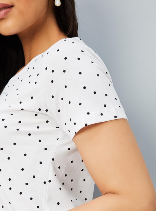 Women Polka Dot Print T-shirt