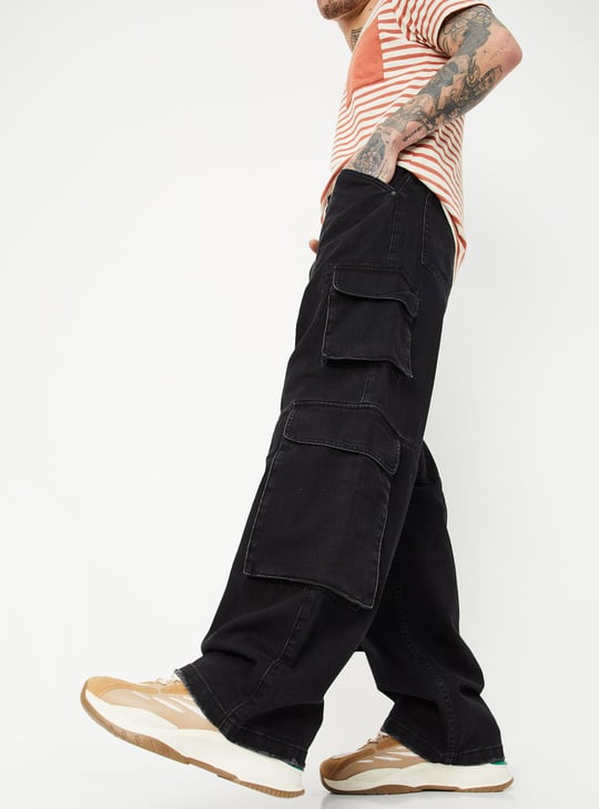 Men Washed Cargo Jeans