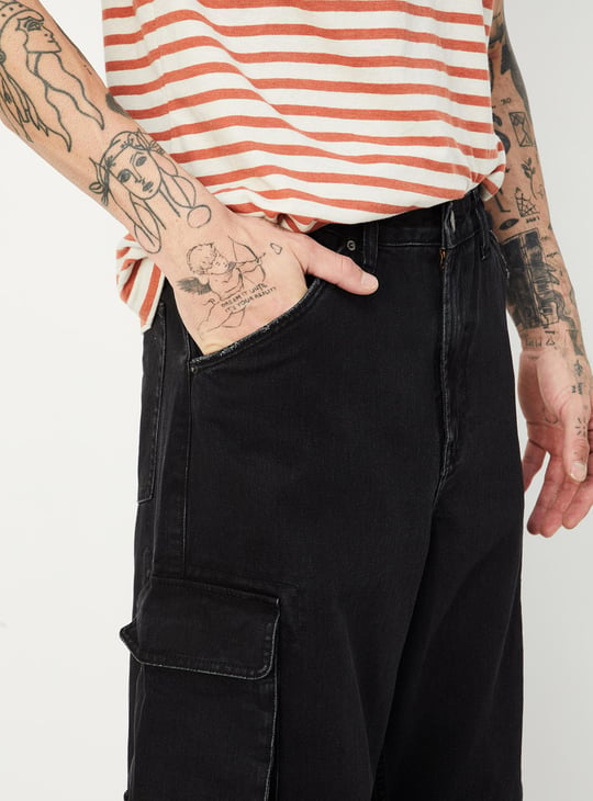 Men Washed Cargo Jeans