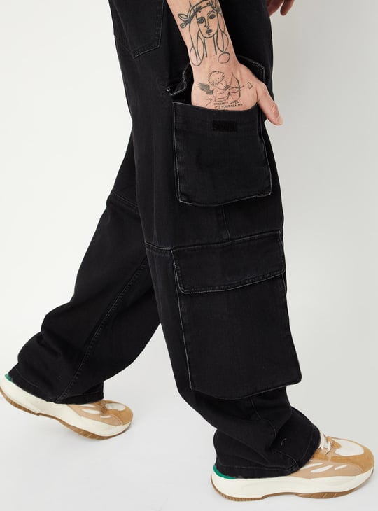 Men Washed Cargo Jeans