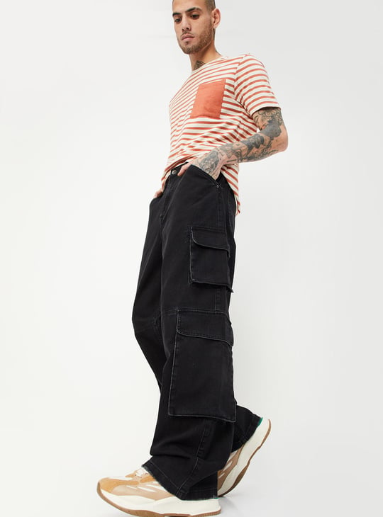Men Washed Cargo Jeans