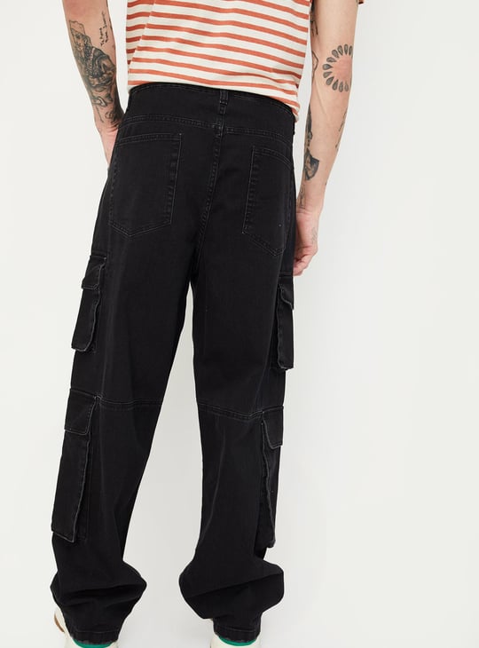 Men Washed Cargo Jeans