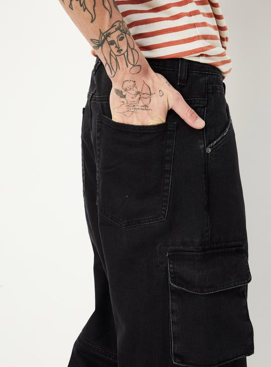 Men Washed Cargo Jeans