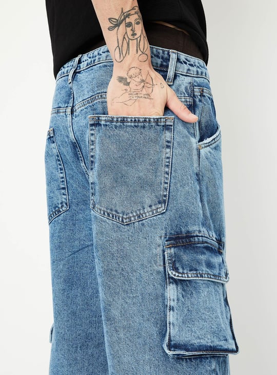Men Washed Cargo Jeans