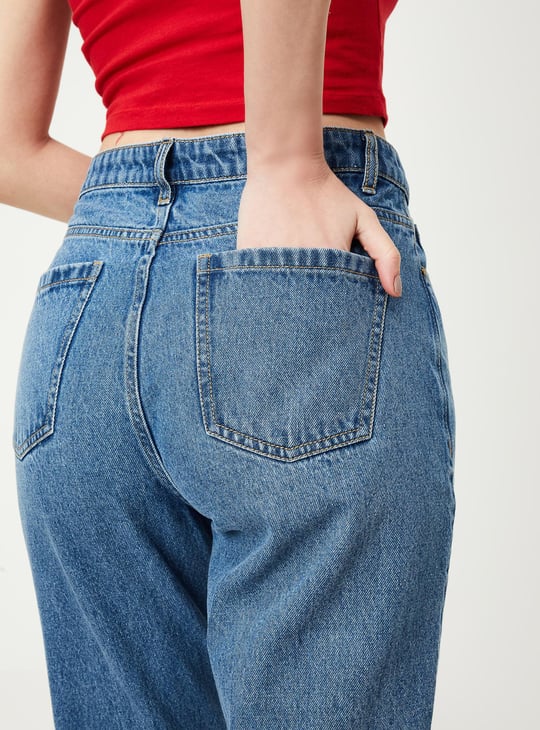 Women Mom Fit Solid Jeans