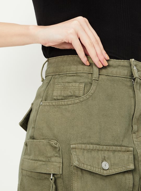 Women Denim Utility Mini Skirt