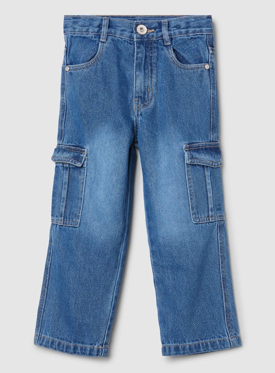 Boys Washed Regular Fit Cargo Jeans