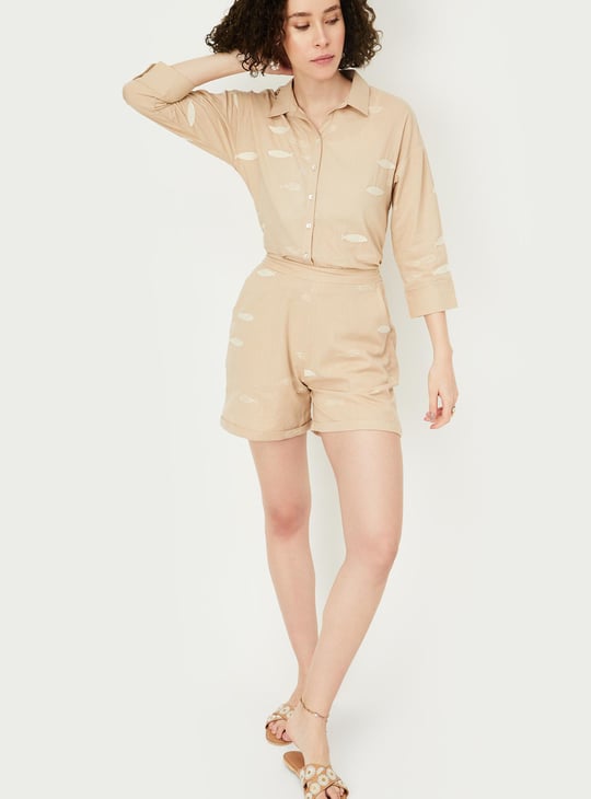 Women Embroidered High-Low Hem Shirt