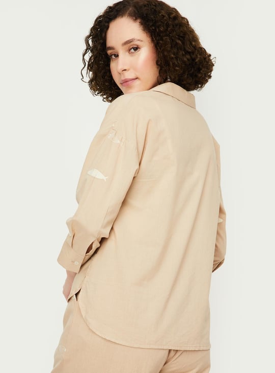 Women Embroidered High-Low Hem Shirt