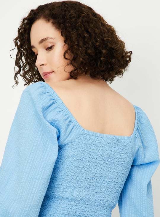 Women Embroidered Peasant Crop Top